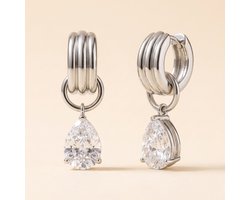Lundholm Nora Oorbellen Dames Zilver Kleurig - Oorhangers met Zirkonia Steentjes - Bruids Oorbellen - Premium Stainless Steel Jewellery - Hypoallergene Sieraden - Vrouwen Cadeautjes - Kerst Cadeau Vrouw en Vriendin - my Lundholm — cadeau in Sieraden