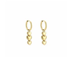 Oorbellen 3 hartjes goud — cadeau in Sieraden