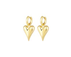 Hart oorbellen met hartjeshanger - gouden oorbellen — cadeau in Sieraden