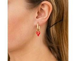 oorbellen rood hartje — cadeau in Sieraden