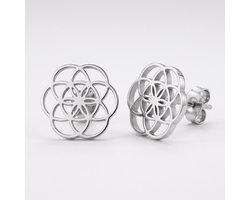 Lundholm Oorknopjes Dames Bloem des Levens Zilver Kleur – Premium Stainless Steel Jewellery - Cadeau Vrouw - My Pia Serie - Flower of Life Oorbellen Dames Zilver Sieraad Cadeau voor Vrouw – Perfect Cadeau voor Vrouw — cadeau in Sieraden