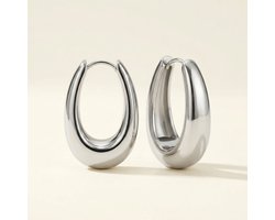 Lundholm Lea Chunky Oorringen Dames Zilver Kleurig - Chunky Hoops - Zilveren Oorbellen - Premium Stainless Steel Jewellery - Hypoallergene Sieraden - Vrouwen Cadeautjes - Kerst Cadeau Vrouw en Vriendin - my Lundholm — cadeau in Sieraden