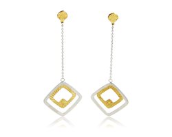 My Bendel - Design Oorbel - Zilverkleurig - Goudkleurig - Elegant Bicolor Edelstalen Oorbellen Design - met Luxe Cadeauverpakking | Sieraden Voor Dames — cadeau in Sieraden