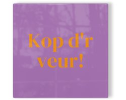 Tegeltje Groningen Kop d’r veur! - paars oranje - tegeltje stad - tegeltje met tekst — cadeau in Wonen & Interieur
