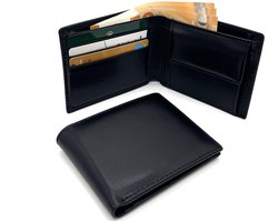 DutchOne Portemonnee Heren - Portemonnees - Portemonnee Heren Leer - Echt Leder - Kleingeld Vakje - Zwart — cadeau in Mode & Accessoires