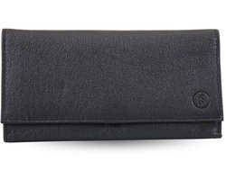 Dames Portemonnee Echt Leer Zwart - Overslagportemonnee - Leren Beurs - RFID bescherming - Cadeau voor Vrouw — cadeau in Mode & Accessoires
