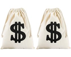 2 Pcs Purse, Dollar Sign Coin Purse Canvas Wallet, Bank Savings Bag, Thief Costume, Bank Robber Costume, Western Cowboy Costume Accessories, Easter Bag — cadeau in Cadeau-ideeën