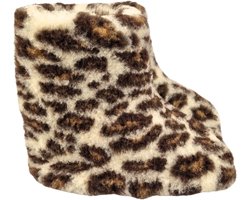 Wollen sloffen van schapenwol - heerlijk warm - hoog model met panter printje / luipaardprint - maat 40 — cadeau in Mode & Accessoires