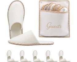 Pantoffels - 6 paar - guests - 36-45 - vilt - beige — cadeau in Cadeau-ideeën