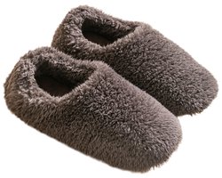 Pantoffels – comfortabele en warme pantoffels voor kinderen; voorzien van zachte zolen en een gesloten hiel; unisex antislip-winterpantoffels – antislip, stijlvol en extra warm – grijs – schoenlengte:19cm — cadeau in Mode & Accessoires