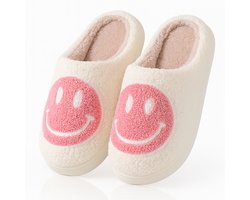 Twenty4seven® Pantoffels met Smileydesign - Kerstsloffen Dames & Heren - Maat 39/40 - Warme Sloffen Kerst & Winter - Huisschoenen Wit — cadeau in Mode & Accessoires