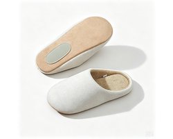1 paar - Katoenen pantoffels - Huisschoenen - Instappers - Afwerking in suèdelook - Stil & comfortabel - Zachte zool - Minimalistisch ontwerp - Geschikt voor alle seizoenen - Unisex - Maat 38-39 - Wit — cadeau in Cadeau-ideeën