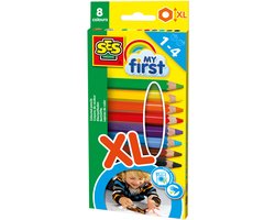 SES Creative My First Kleurpotloden XL - Kort en Dik - Vanaf 1 Jaar - 8 Kleuren - Babyproof - Goed Uitwasbaar - Schoencadeautjes Sinterklaas — cadeau in Spellen & Speelgoed