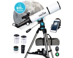 Vultus Telescoop - 625x Vergroting - Sterrenkijker Beginners / Volwassenen / Gevorderden - Inclusief E-boek voor Beginners - Inclusief App - Inclusief Statief en Draagtas - Vultus - 50080 Wit — cadeau in Hobby