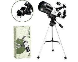 Gerole®-Sterrenkijker -Telescoop- Refractor Telescoop met Smartphone Adapter, Statief & Afstandsbediening – Voor Volwassenen & Kinderen – Eenvoudig in Gebruik-Tafelmodel-Wit — cadeau in Hobby