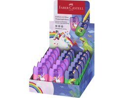 Faber-Castell puntenslijper - 2-gaats - Dino/Unicorn - 18 stuks in display - FC-183551 — cadeau in Cadeau-ideeën