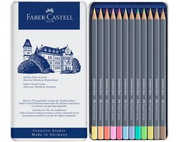 Faber-Castell kleurpotloden aquarel - Goldfaber - blik 12 stuks - Pastel kleuren - FC-114622 — cadeau in Hobby
