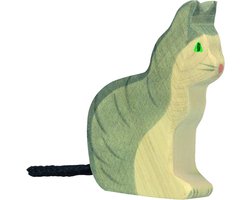 HOLZTIGER Boerderij - Kat Zittend - 7X2X8Cm - Houten Figuur - Handgemaakt — cadeau in Spellen & Speelgoed