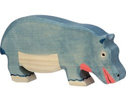 HOLZTIGER Wildernis - Nijlpaard Etend - 18X3X9Cm - Houten Figuur - Handgemaakt — cadeau in Spellen & Speelgoed