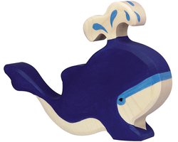 HOLZTIGER Zeedieren - Blauwe Walvis - 20X3X14Cm - Houten Figuur - Handgemaakt — cadeau in Spellen & Speelgoed