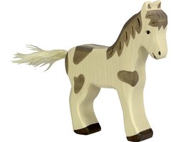 HOLZTIGER Boerderij - Veulen Gevlekt - 10X2X12Cm - Houten Figuur - Handgemaakt — cadeau in Spellen & Speelgoed