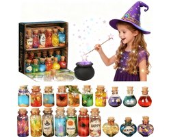 Fairy Potions Magische Toverdrank Set met Ketel & Toverstaf – Fabulus Potium - 20 Flesjes DIY Knutselset met Kristallen, Glitter & Receptenboek – Creatieve Experimenteerdoos voor Kinderen 6+ – Scheikunde set - Educatief Speelgoed voor kinderen — cadeau in Spellen & Speelgoed