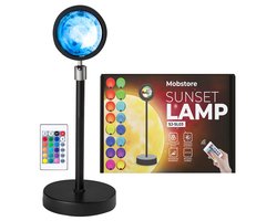 Projector lamp - Sunset lamp - 16 Kleuren - 360 graden draaibaar - Afstandsbediening - TikTok Lamp - Sfeerverlichting - Zonsondergang Lamp - Sunset lamp - Mobstore — cadeau in Wonen & Interieur