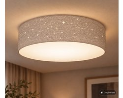 B.K.LICHT - Decoratieve Plafondlamp - met sterrenhemel effect - kinderkamer lamp - taupe - rond - 2x E27 fitting - Ø38cm — cadeau in Wonen & Interieur