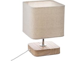 Tafellamp van hout met stoffen lampenkap TOXEY — cadeau in Wonen & Interieur