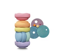 Grimms x Stapelstein® | Set Pastel + Rolling Discs Pastel Cool — cadeau in Spellen & Speelgoed
