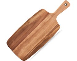 1x Rechthoekige acacia houten snijplanken met handvat 52 cm - Zeller - Keukenbenodigdheden - Kookbenodigdheden - Snijplanken/serveerplanken - Houten serveerborden - Snijplanken van hout — cadeau in Kookcadeaus