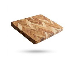 SINIA Living® - Snijplank Acacia - Duurzaam - 29.5 cm x 39.5 cm x 3 cm - Tapasplank - Visgraat - Acaciahout - Houten snijplank - Handgrepen - Handvaten - Hakblok - Extra dik - Snijplanken - Massief - Luxe - borrelplank - Kaasplank - Keuken — cadeau in Kookcadeaus