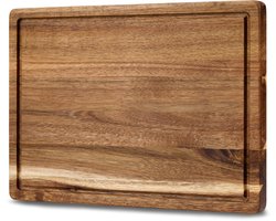 SOPHIOR Houten Snijplank Acacia - Groot 42x30x2,8 cm - Met Sapgeul en Handvaten — cadeau in Kookcadeaus