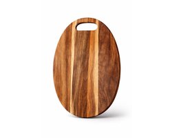 Houten Snijplank voor Keuken en Serveren – Ovaal - Snijplank Acaciahout met Handvat – 30 x 20 x 1,5 cm – Duurzaam en Stevig Acacia Hout — cadeau in Kookcadeaus