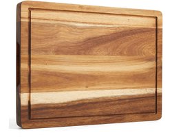 Bikolo® Houten Snijplank Acaciahout Extra Dik - Hakblok - Grote Borrelplank - Serveerplank - Tapasplank - Met Handvaten, Sapgeul & Serveerkanaal — cadeau in Kookcadeaus