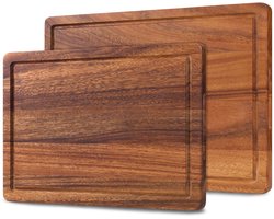 SOPHIOR Houten Snijplankenset Walnoot - 35x25 en 42x30 cm - Met Sapgeul en Handvaten — cadeau in Kookcadeaus
