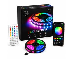 Ustratics Led Strip - 5 meter - 1x5m - Light - rgb LED Verlichting - Afstandsbediening - Bluetooth - licht - Dimbaar - Gaming - Ledstrip - Ledstrips — cadeau in Wonen & Interieur