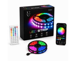 Ustratics Led Strip - 10 meter - 1x10m - Light - rgb LED Verlichting - Afstandsbediening - Bluetooth - licht - Dimbaar - Gaming - Ledstrip - Ledstrips — cadeau in Wonen & Interieur
