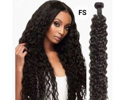 Frazimashop - Hairextention- Braziliaans Remy weave- Haarverlenging-24 inches- Haarstuks- Water Diep Golf- 1Stuks Bundel- zwart- Haar extenties- Human Hair- Krullen haar — cadeau in Cadeau-ideeën