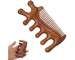 1 stuk - houten hoofdhuid massager - Gua Sha-kam - fijne en brede kam - schrapende massagekam - hoofdhuid massage tool - voor stressverlichting, haar, gezicht, ogen, nek en lichaam — cadeau in Verzorging