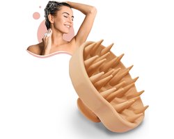 Jollify® SH2XL - Premium Siliconen Haarborstel - Shampoo Brush - Scalp Massager - Massage - No Dandruff - Flaky Brush - Hair Brush - Hairbrush - Haarverzorging - Anti Roos - Haargroei - Gezonde Hoofdhuid - Scrub - Beige — cadeau in Verzorging