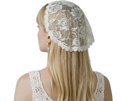 Rose Kant Kapel Cap Sluier Hoofd Coverings Voor Vrouwen Kerk Kerk Haar Sluiers Gebed Latijnse Massa — cadeau in Cadeau-ideeën