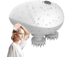 KZQ Waterdichte Elektrische Hoofdmassager Met 3 Intensiteitsstanden - Bevordert Haargroei En Verlicht Stress - Siliconen Massagepunten Voor Kop En Huid - Cadeau Voor Hem Haar En Huisdier - Wit — cadeau in Verzorging