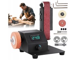 Bandschuurmachine - Schuurmachine - 350W - 7 Snelheden - 4500-9000 RPM - Vooruit/Achteruit - 15° - Roestvrij Staal - Voor Hout & Metaal & Messen — cadeau in Cadeau-ideeën