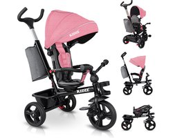KIDIZ® Loopfiets Driewieler 5in1 Kinderfiets kinderdriewielerfiets 1 jaar vooruit en achteruit Jogger , mand tas drinkhouder zonnekap rubberen wielen, buggy fiets baby opvouwbaar driewielfiets - Roze — cadeau in Cadeau-ideeën