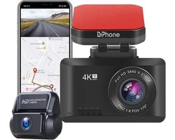 DrPhone D07 – 4K Dash Cam – 170 Graden – Full HD Dashcamera - Met Achteruit Rij Camera– 2.4 Inch – Met Nachtzicht – Zwart — cadeau in Elektronica