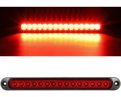Een aanhangerremlicht/achterlicht, 12-24V DC, 15 LED's, remlicht, richtingaanwijzer, verkeerslicht, identificatielicht, geschikt voor offroad trucks, pick-up trucks, campers, UTV's en terreinwagens (rood licht). — cadeau in Cadeau-ideeën