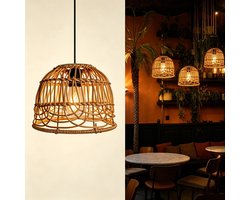 Rieten Hanglamp Voor Buiten | LED-lamp Met Dimfunctie Via Afstandsbediening, Handgemaakte Rieten Lampenkap in Bohemienstijl, Geschikt Voor Veranda's, Terrassen En Achtertuinen | Werkt Op 4 AA-batterijen (niet Meegeleverd) — cadeau in Wonen & Interieur