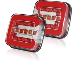 Achterlichten Aanhanger - Led Verlichting - Veilig Rijden - IP67 Waterdicht - 108x102x31mm - Rood Wit — cadeau in Cadeau-ideeën