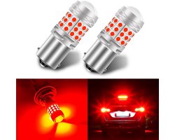 Ultra Heldere Rode LED Lampen BA15S P21W XXL 42SMD - Achteruitrij-, Rem-, Mist- en Achterlichten (2 stuks) 12-24V — cadeau in Cadeau-ideeën